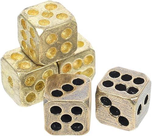 ibasenice 5 piezas de dados de cobre puro vintage, dados de metal para juegos de rol, dados de acero inoxidable, dados de latón, exquisitos juegos
