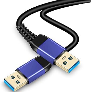 USB 3.0 A to A Male Cable 10Ft,USB to USB Cable USB Male to Male Cable Alloy Housing，5Gbps Cable for External Hard Drive Enclosures, DVD, TV Box, Speaker, Printer, Modem, Cameras Gold Plated (10Ft, Blue)