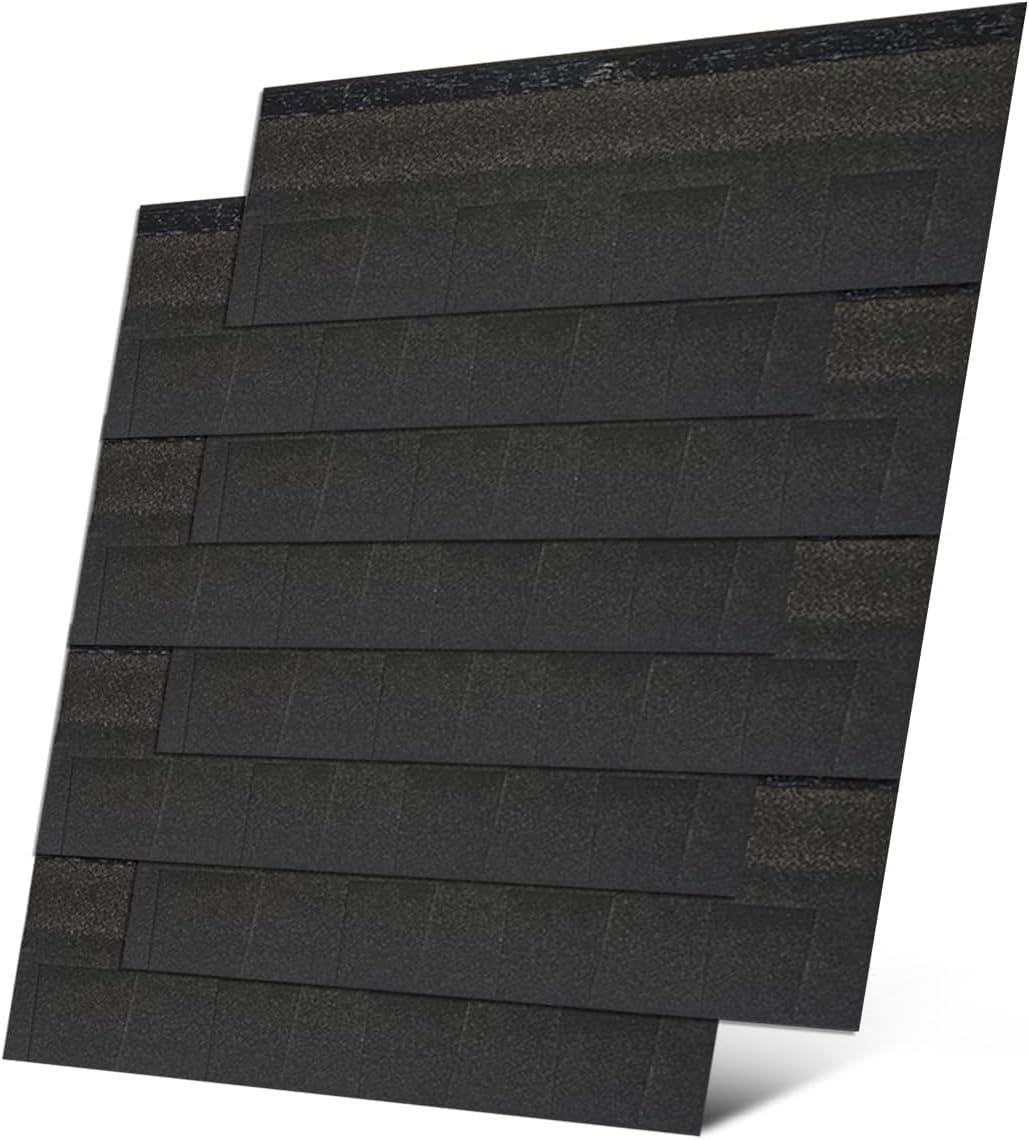 CIPER Black Architectural Asphalt Roofing Shingles 8-Pack 39.4x13.4in Wind-Resistant for Sheds Houses DIY Repairs