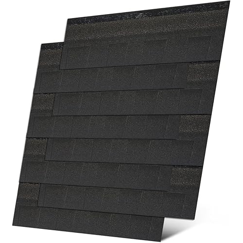 Roofing Shingles Black-Architechtural 8-Pack 39.4"x13.4",Asphalt Shingles for House Shed Roof Tiles Repair Decor