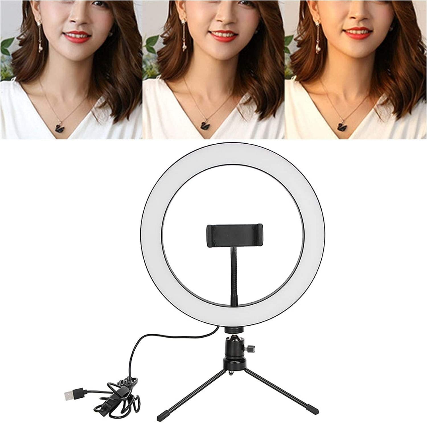 Luce di riempimento Kit di illuminazione video Luce di riempimento ad anello con treppiede e supporto per telefono, Luce ad anello per selfie per luce di riempimento per registrazione Vlog di video