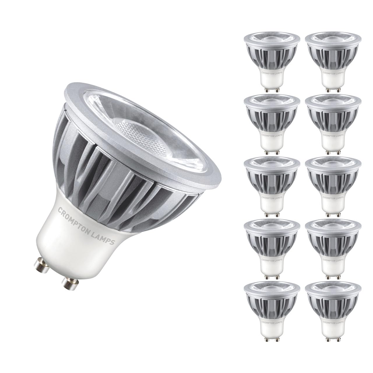 Crompton Lamps LED GU10 Spotlight Bulbs 5W | Dimmable | 10 Pack | Warm White 3000K | Energy Saving Lightbulbs for Ceiling Lights | 520 Lumens | Direct Replacement | GU10 LED Bulb โ image 1