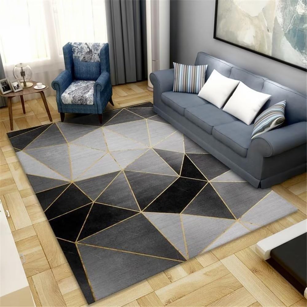 Tapis motif triangle géométrique gris moderne 120x180cm design scandinave