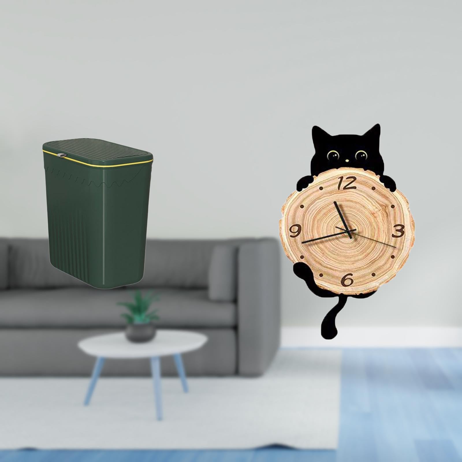 Enakshi®Space Saving Kitchen Trash Can and Wall Clock Combo for Toilet Craft Room Office Kids Room Bedroom DEN Home DécorOrnament Holder|Household Supplies & Cleaning-image-23
