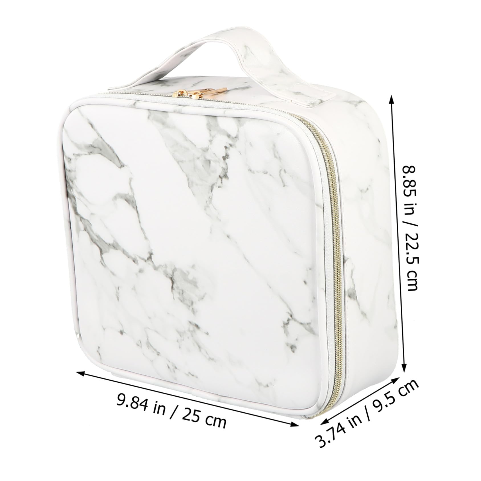Mallette de Maquillage Marbrée, Organisateur Portable Compartiments, Poignée, Grosse Capacité pour Voyage et Rangement des Cosmétiques