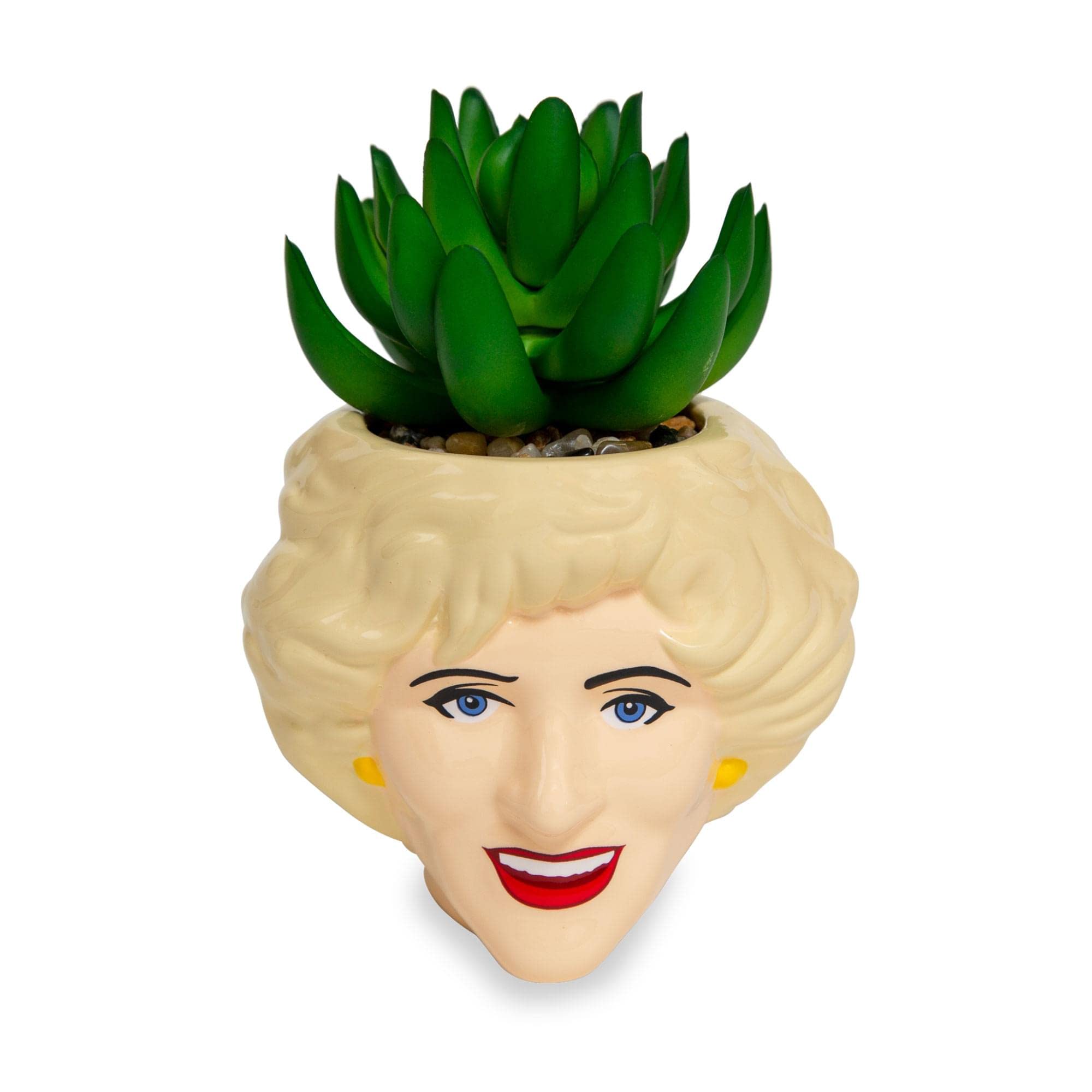 The Golden Girls Rose 3-Inch Ceramic Mini Planter With Artificial Succulent, Beige