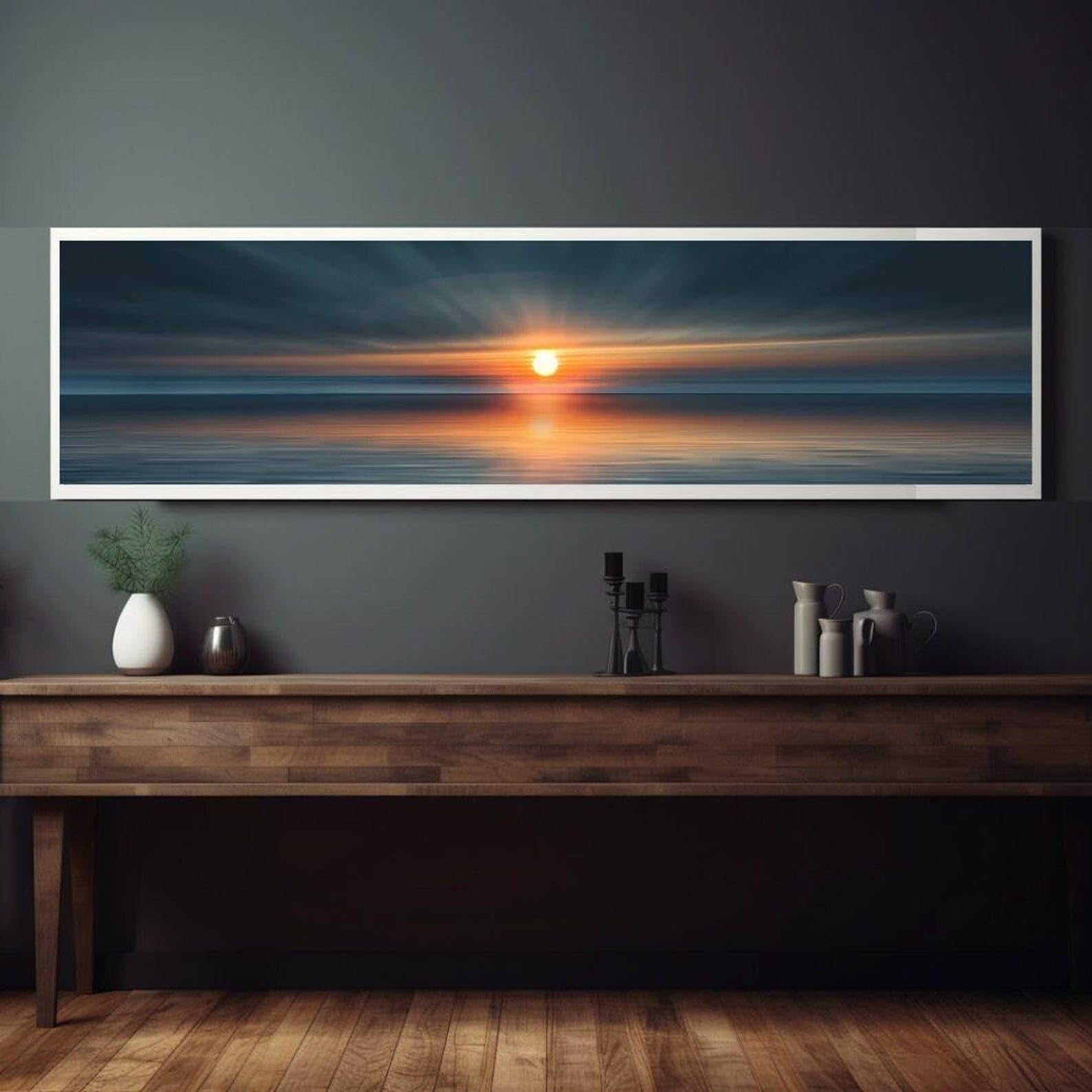 XBTYKPB Sunset Pictures Canvas，Long Horizontal Painting, Long Narrow Wall Art, Tall Thin Canvas wall art,Sunrise Posters Prints(35x105cm/Frameless)