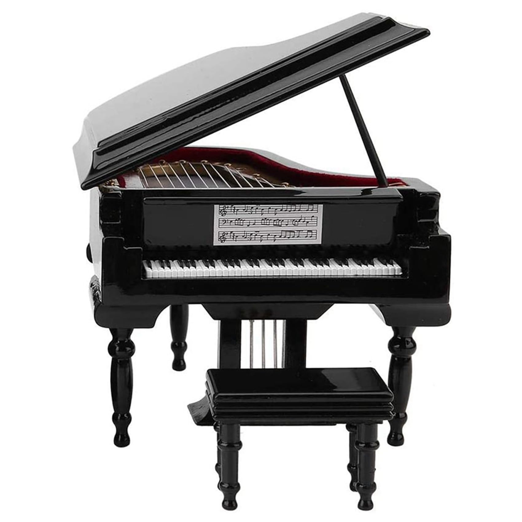 Kit de Modèle de Piano À Queue Miniature Instrument de Musique avec Chaise, pour la DéCoration de Bureau À Domicile (Noir, sans Musique)