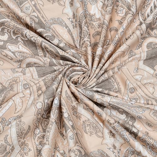 Image of Home Ecstasy 3 Side Zipper Opening Duvet Cover for Double Bed 100% Cotton 300 TC (90 x 100 inch, Colour: Light Brown)
