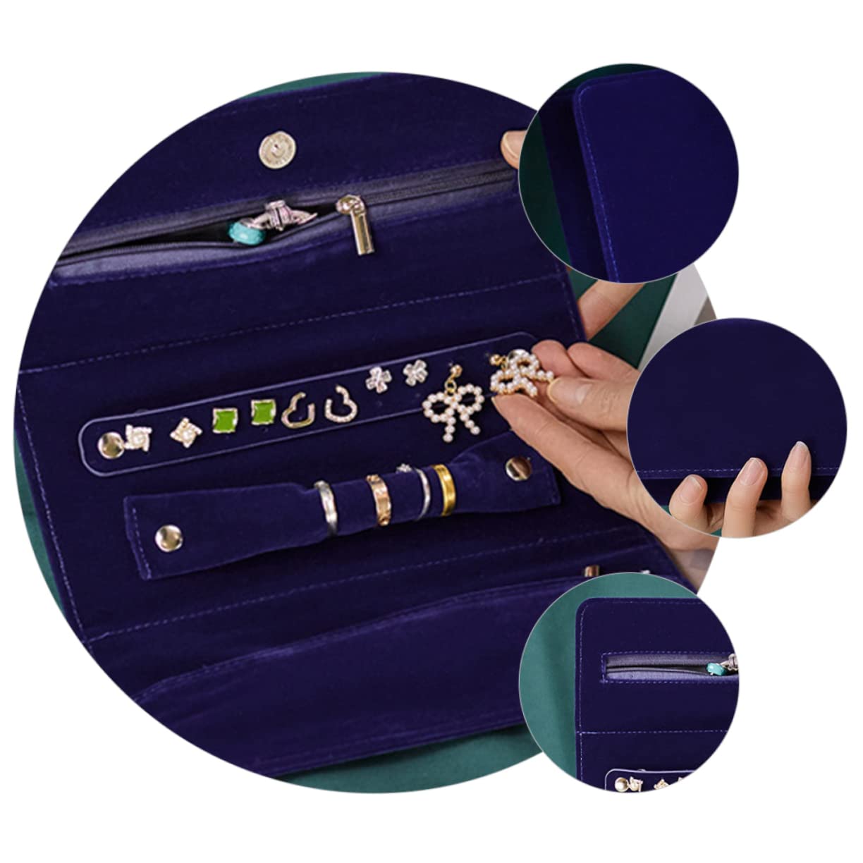 GALPADA Suede Fabric Jewelry Bag Portable Earring Necklace and Storage Organizer for Home and Travel Lightweight and Design for and Weddings