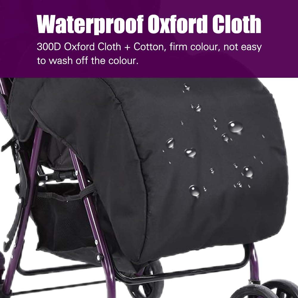 BORDSTRACT Coprigambe Invernale Impermeabile Universale per Passeggino, Carrozzine (23.6 * 15.7inch Nero)