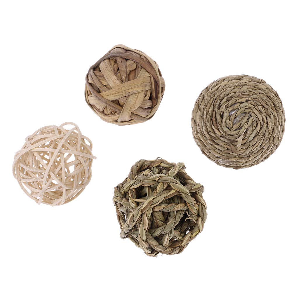 Ycncixwd 4Pcs Pet Small Animal Activity Play Chew Natural Ball Toys for Rabbits Guinea Pigs Gerbils