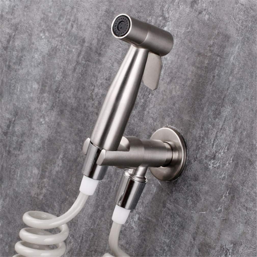 LUNEZY Bidet Faucet Stainless Steel Brushed Cold Water Toilet Corner Valve Handheld Hygienic Shower Head Anal Cleaning Ass Bidet Dusche Shattaf Muslim,Bidet Faucet Set B