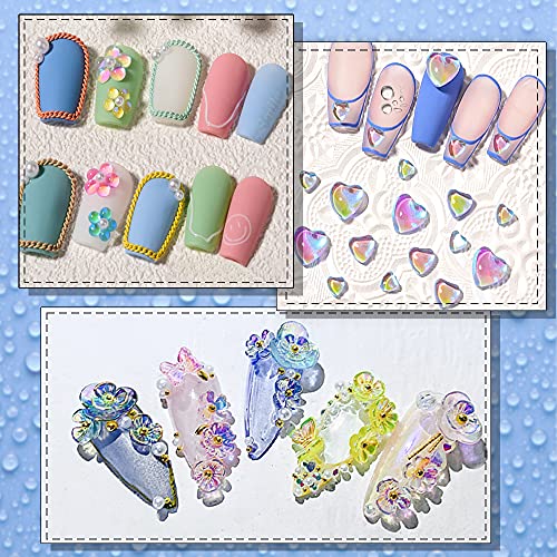 Changar Crystal Glass Mermaid Rhinestones 3D Butterfly Flower Nail Charms Love Heart Crystal Mixed Gems Nail Rhinestones For Nail Art Decoration & Diy Crafting Design (4 Boxes) #TOP3