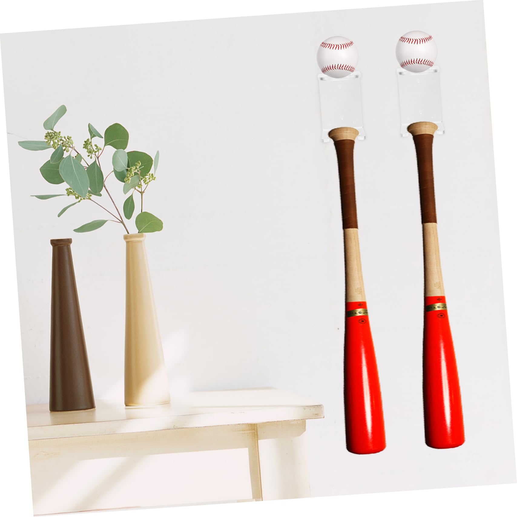 KOMBIUDA Showcase Your Collection 2 Pack Baseball Bat Wall Display Acrylic Bat Rack Save Space and Add Charm
