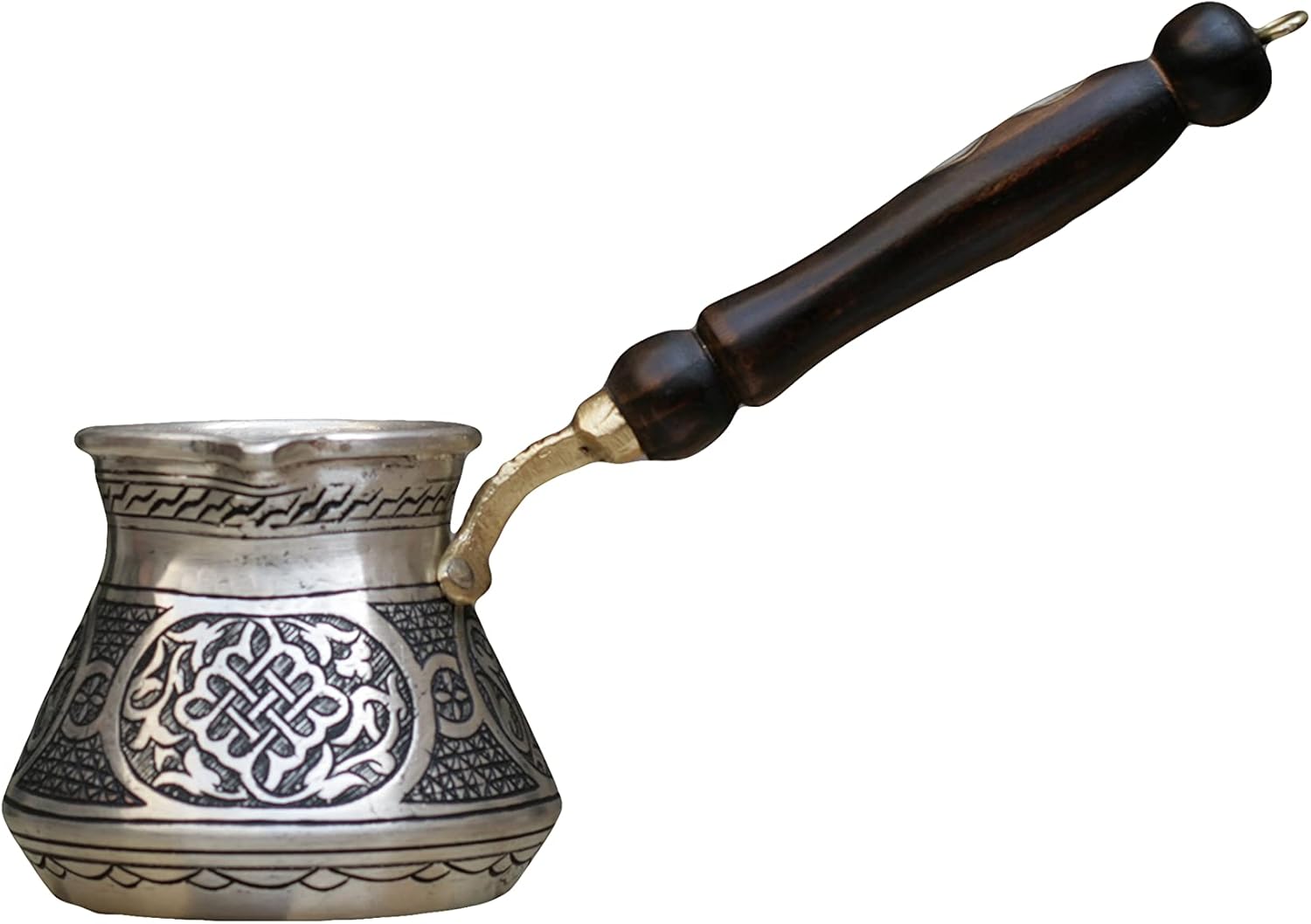 Solid Hammered Copper Turkish Greek Arabic Coffee Pot Over Stove Coffee Maker Wooden Handle Coffee Pot (BİG)