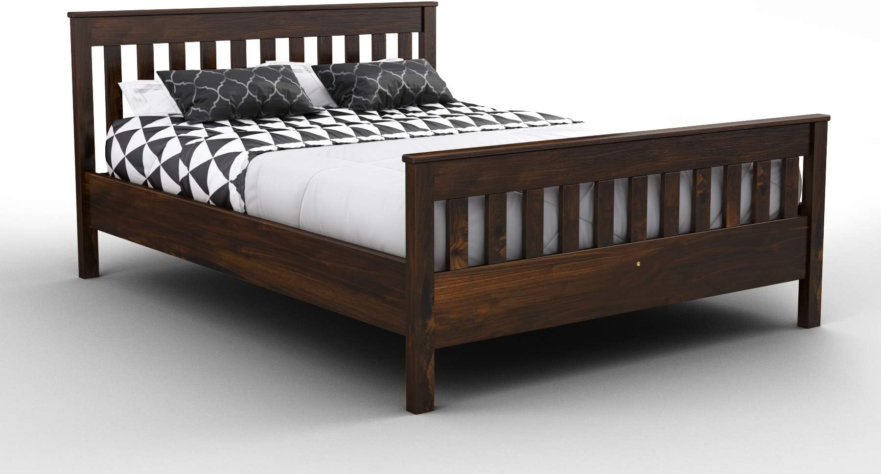 King Size Bed Frames – Solid Pine Wooden Bed Frame for Adults, F16 Easy Assemble Bed with Sturdy Slats, Comfortable Bedroom Furniture | 152.5 x 200 cm (Walnut)