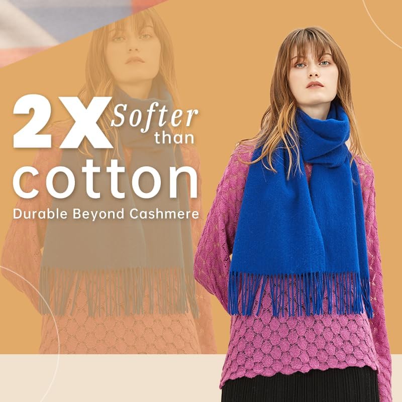 100% Merino Wool Winter Scarf for Women Cashmere Pashmina Soft Luxury Warm Shawl Wraps Stole Valentine's Gift - Image 8