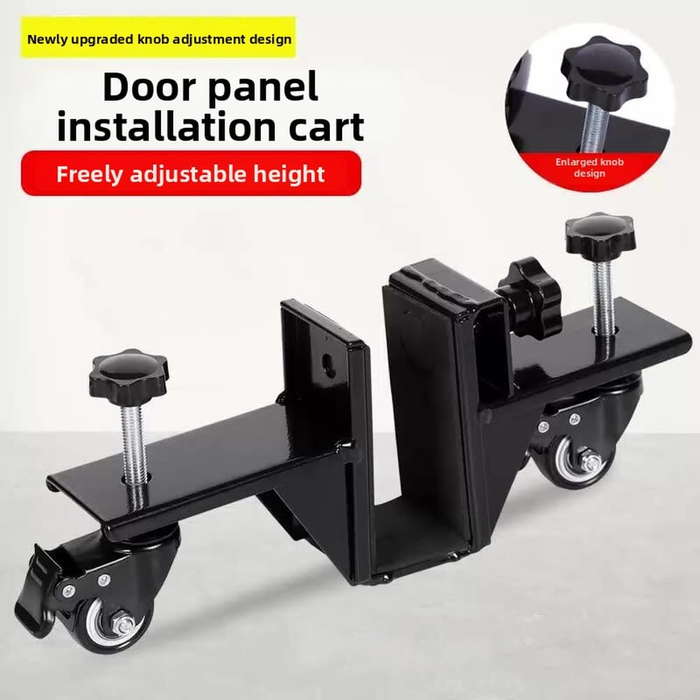 Carro elevador de puerta resistente con 4 ruedas bloqueables, capacidad de 660 libras, rodillo de traducción de acero para colgar puertas correderas y tablero de yeso, se adapta a 0-55 mm de grosor