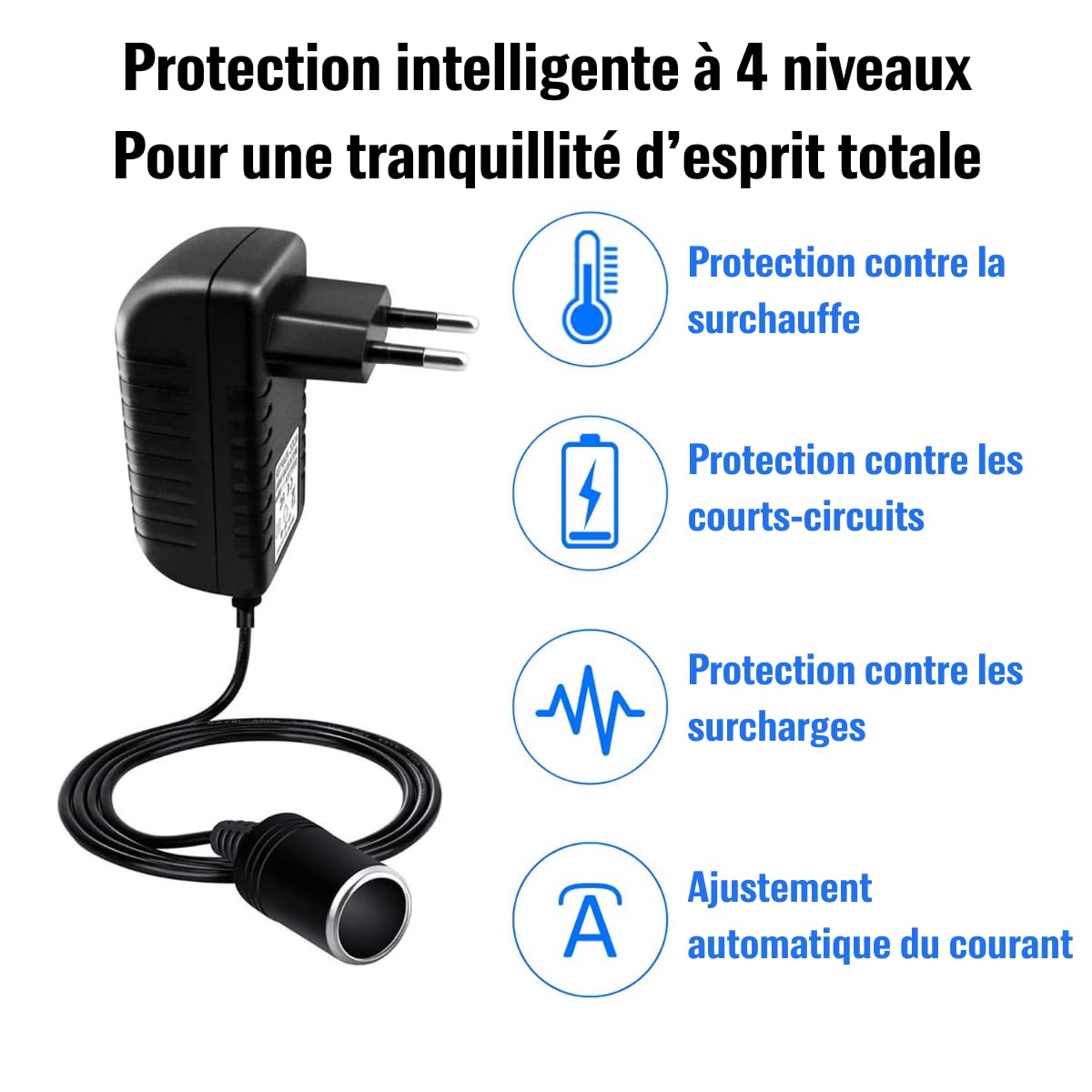 Adaptateur Allume-Cigare 230V Vers 12V - Convertisseur 36W Puissant
