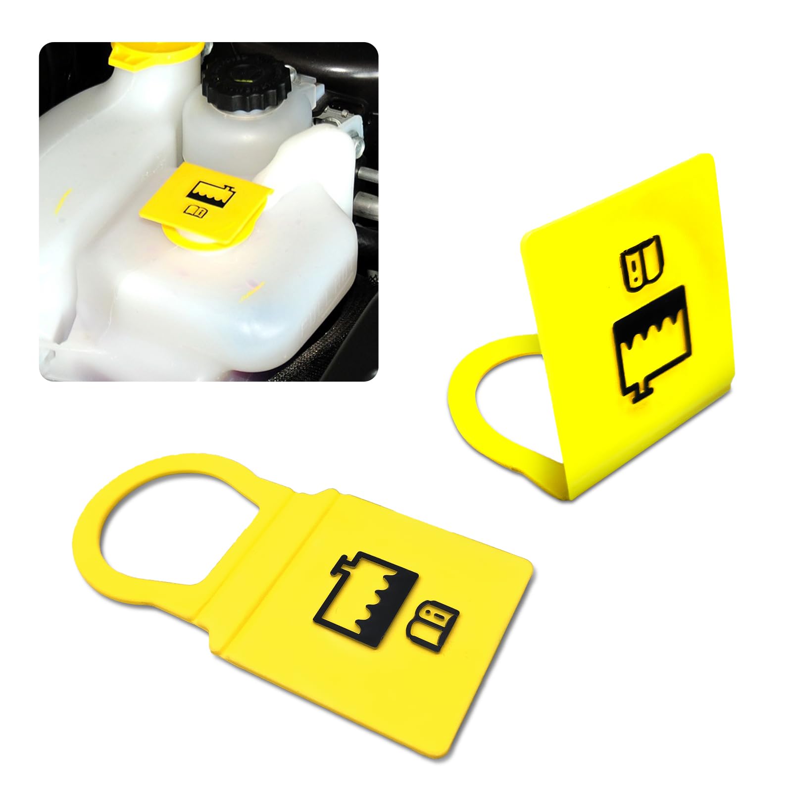 2PCS Engine Coolant Reservoir Caps, Car Radiator Cap, Compatible with Wrangler, Grand Cherokee, Compass, Caravan, Avenger, Town and Country, Replaces OEM #55111074AA #5207933