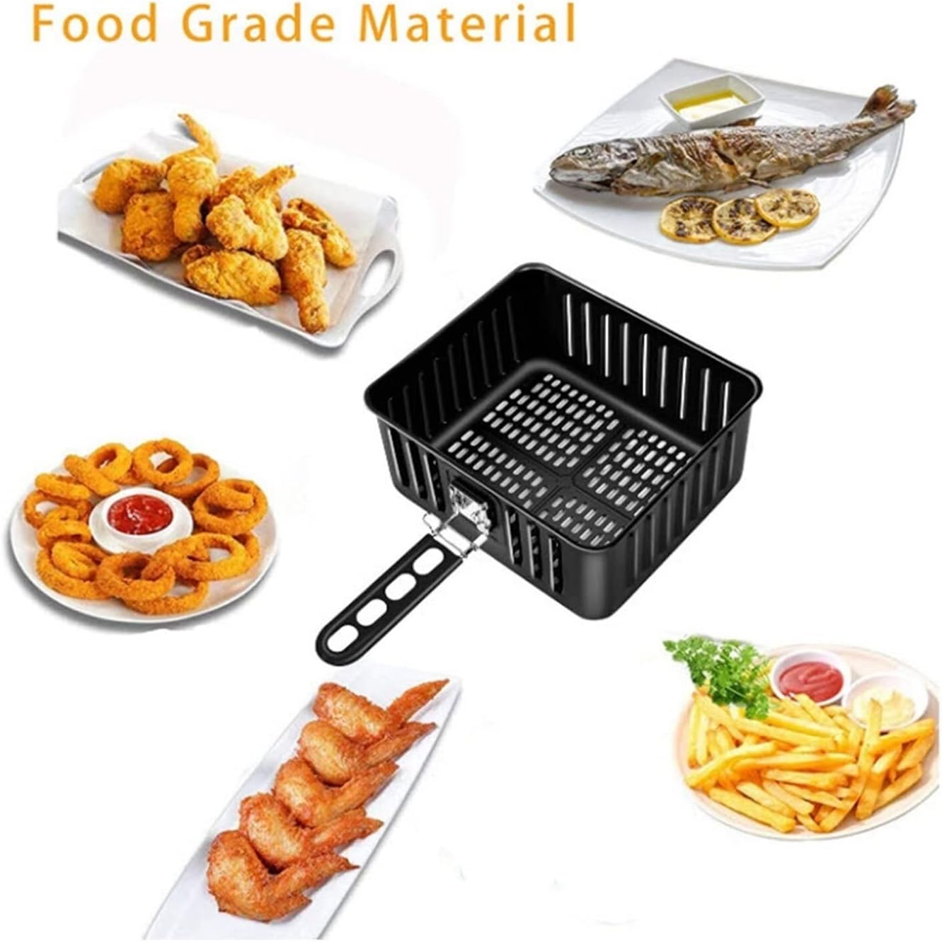 Fryer Basket, Fryer Basket/Skimmer Spoon Black Metal Frying Basket Kitchen Household French Fries Frying Basket Restaurant Snacks French Fries Basket Strainer Basket