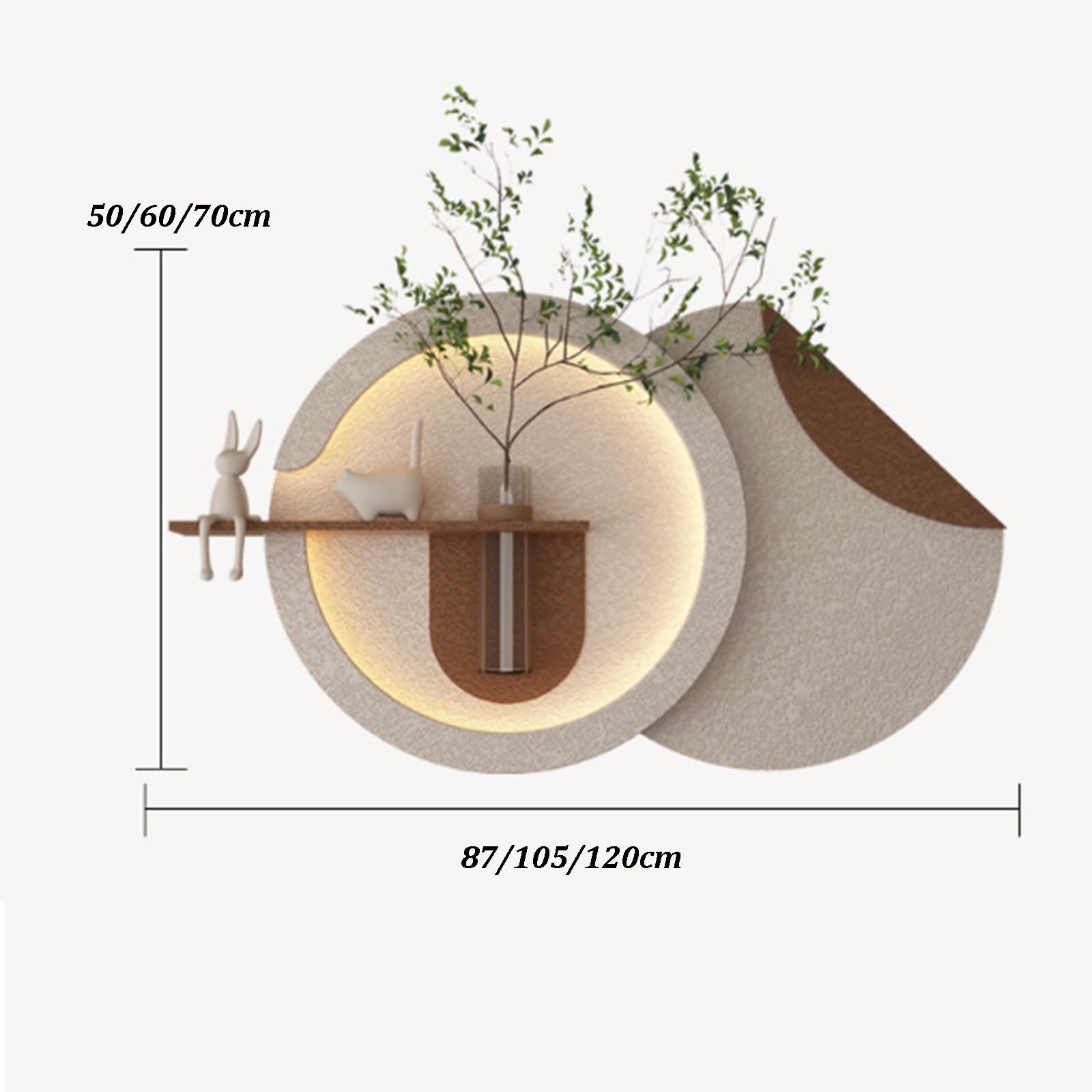 Decorazione da parete LED, dipinto 3D a sospensione con luci, vaso di vetro e pianta verde simulata, lampada da parete moderna per soggiorno e ufficio