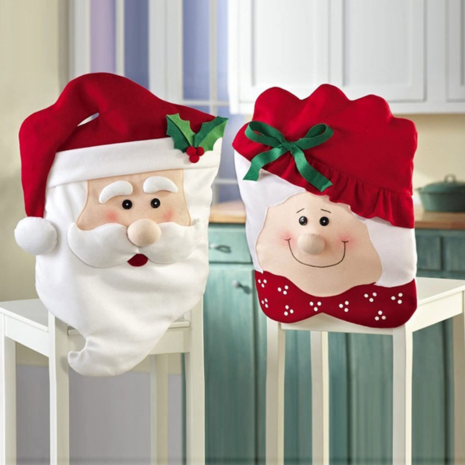 Pjeghbvop Santa Chair Christmas Decoration for Home Table Dinner Chair Back Banquet House Decor 2023 New Year Party Supplies