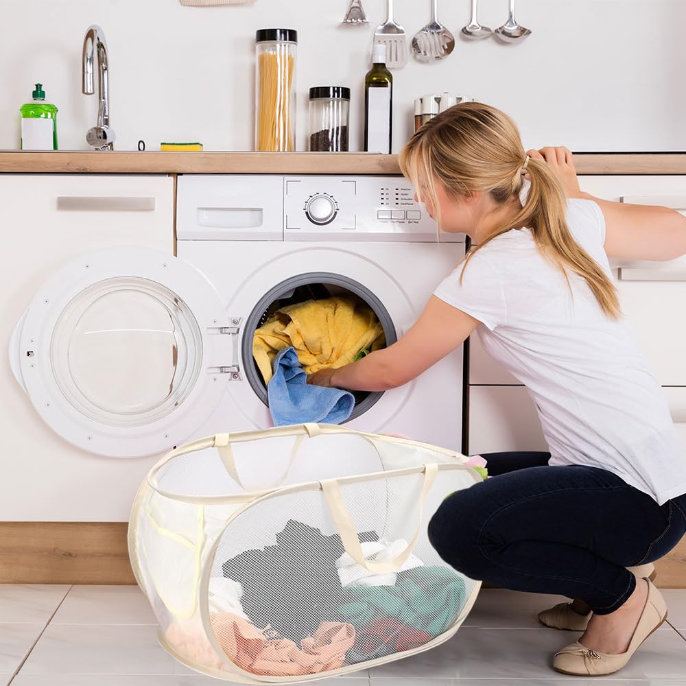 2er Set Faltbarer Wäschekorb Mit Griffen – Mesh, Pop-up, Platzsparend Für Zuhause & Reise