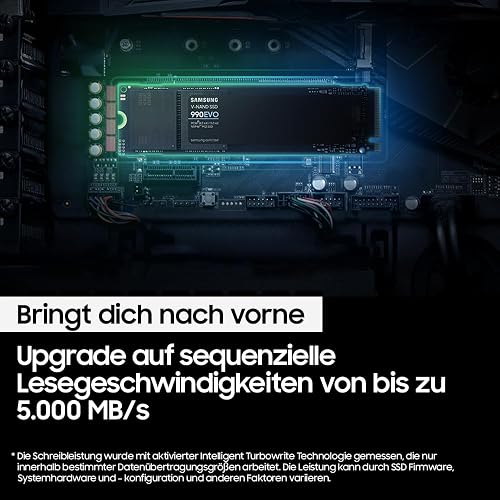 Samsung SSD Interne 990 EVO NVMe M.2 PCIe 4.0 x 4 / 5.0x2, 2 To, Vitesse de lecture jusqu'à 5000 Mo/s, Idéal pour le gaming et la bureautique, MZ-V9E2T0BW - 3
