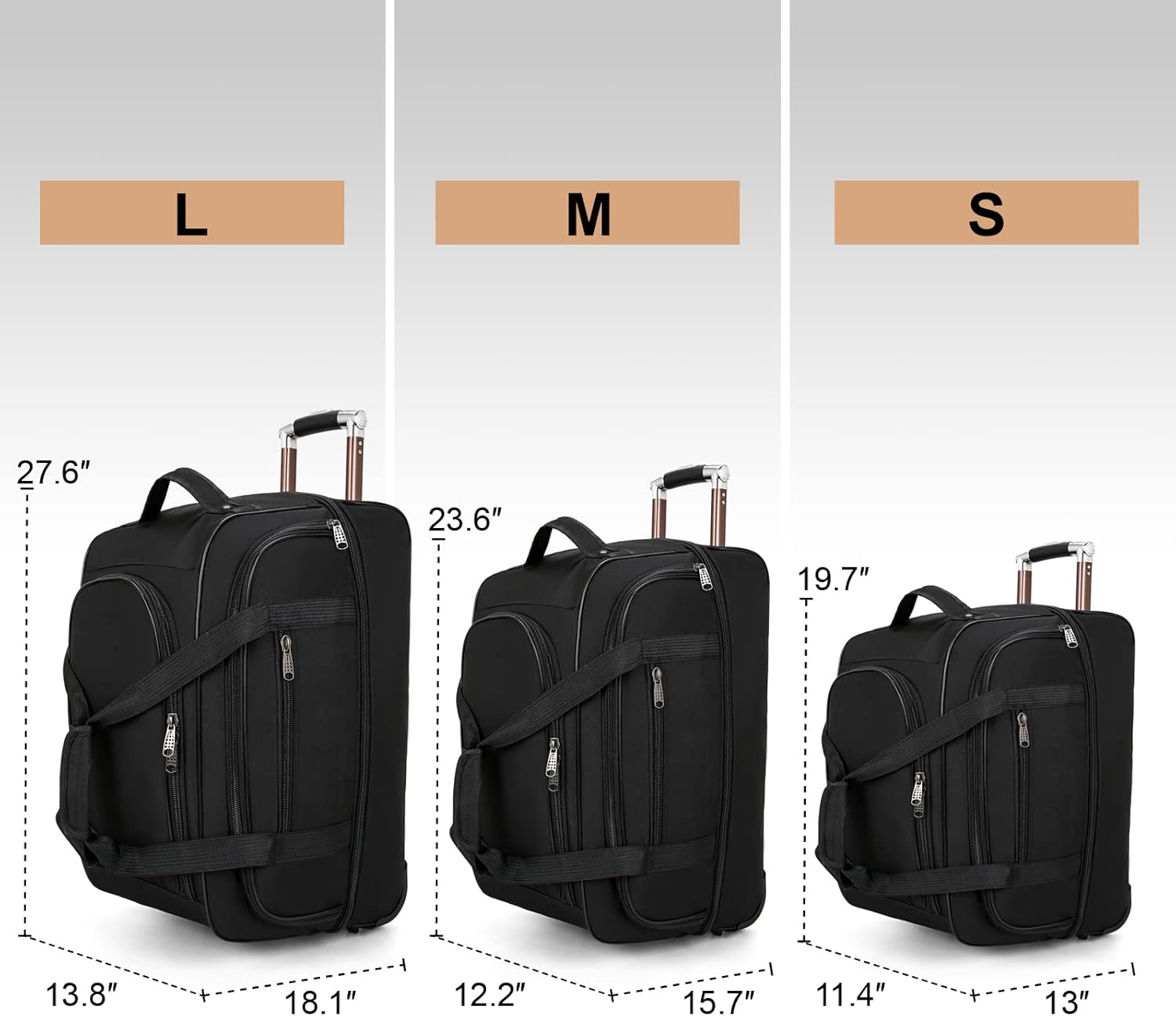 review Apelila 3 Piece Softside Expandable Lightweight Spinner Suitcases Rolling Bags (3 PCS Expandable Luggage Set Black)
