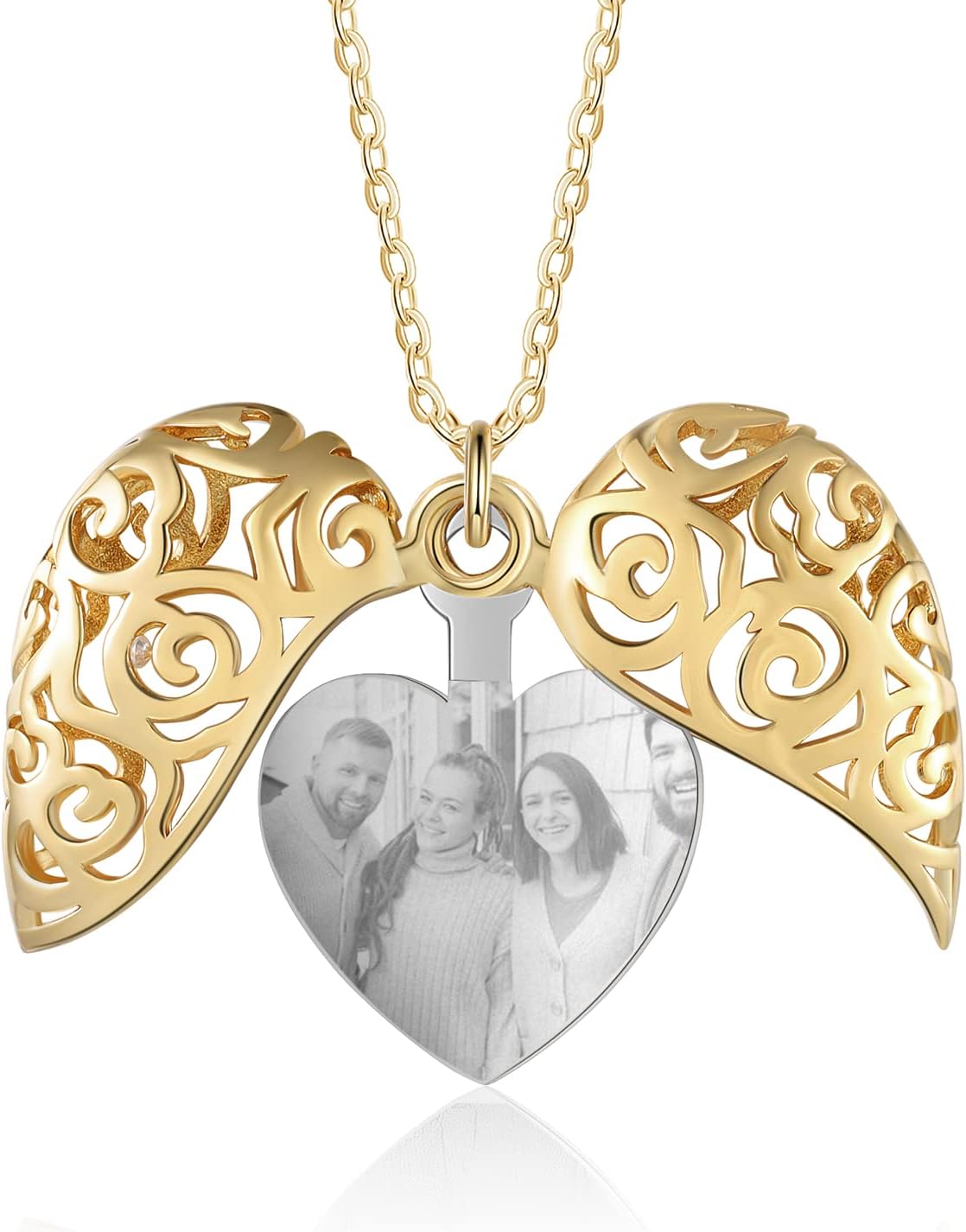 Locket Necklace for Women, Rose Locket Necklace, Heart Locket Necklace That Holds Pictures Locket Pendant Mother's Day Gifts for Women Jewelry