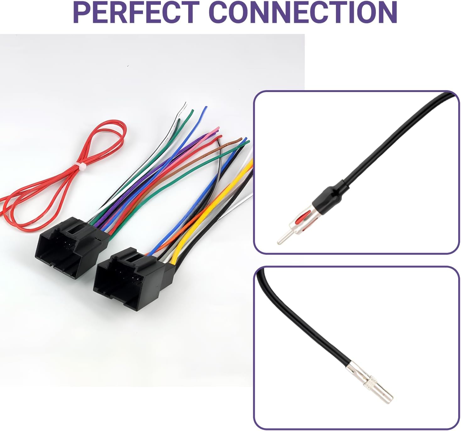 Radio Wiring Harness Connector, Antenna Adapter Compatible with 2006-2013 GMC Sierra Chevy Impala Buick, Stereo Wire Cable Connector Adaptor, CD Receiver Kit (4 PCS)