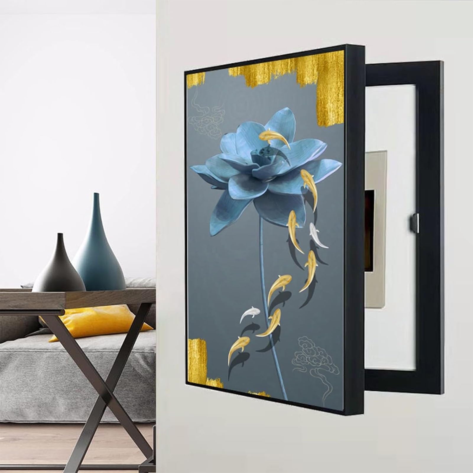 SOBS Wall Mounted Electrical Panel Cover Modern Meter Box Decorative Painting Hidden Circuit Breaker Panel Fuse Box Cover for Hotel, Kitchen, Living Room and Bedroom(A,30x40cm/11.8x15.7in)