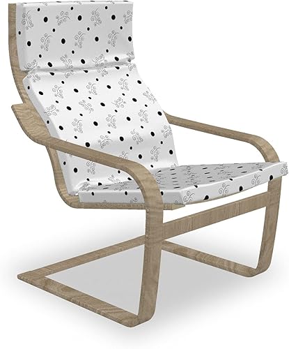 Ambesonne Minimalist Armchair Pad and Slipcover, Scrolling Leaves Motif with Abstract Dots and Circles Modern Twig, 1 Piece Soft Cushion Replacement