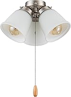 Vista 10 de Aspen Creative 22013-1, Kit de luces para ventilador de techo de tres luces con cadena de tracción, acabado blanco mate con pantallas de vidrio