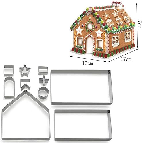 Miniatura 2 de Zavaca 10 piezas de acero inoxidable 3D Navidad casa de jengibre cortadores de galletas de dibujos animados molde cortador de galletas para