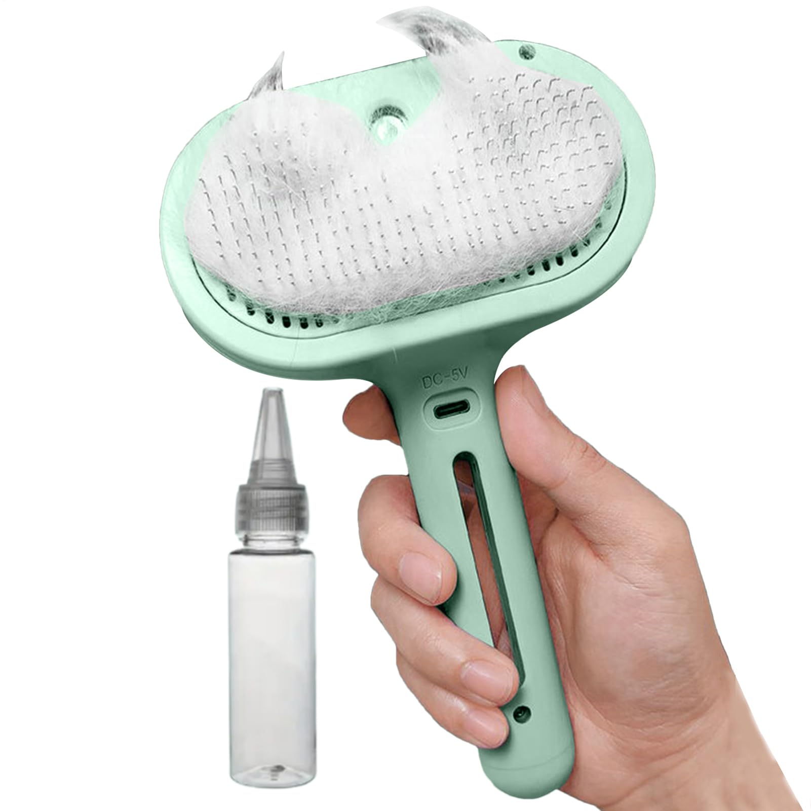 Steam Brush for Dogs - Self Cleaning Ergonomic Pet Steam Brush - Misting Comb Large Capacity Tank Deshedding Tool Hair Removal Steamer Gentle Massage for Home Shower Dog Travel