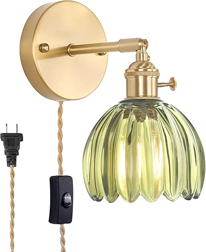 Miniatura 14 de Candelabro de Pared Vintage Operado por Batería con Linda Lámpara de Vidrio Transparente de Tulipán, Luz de Pared Recargable Inalámbrica Alimentada