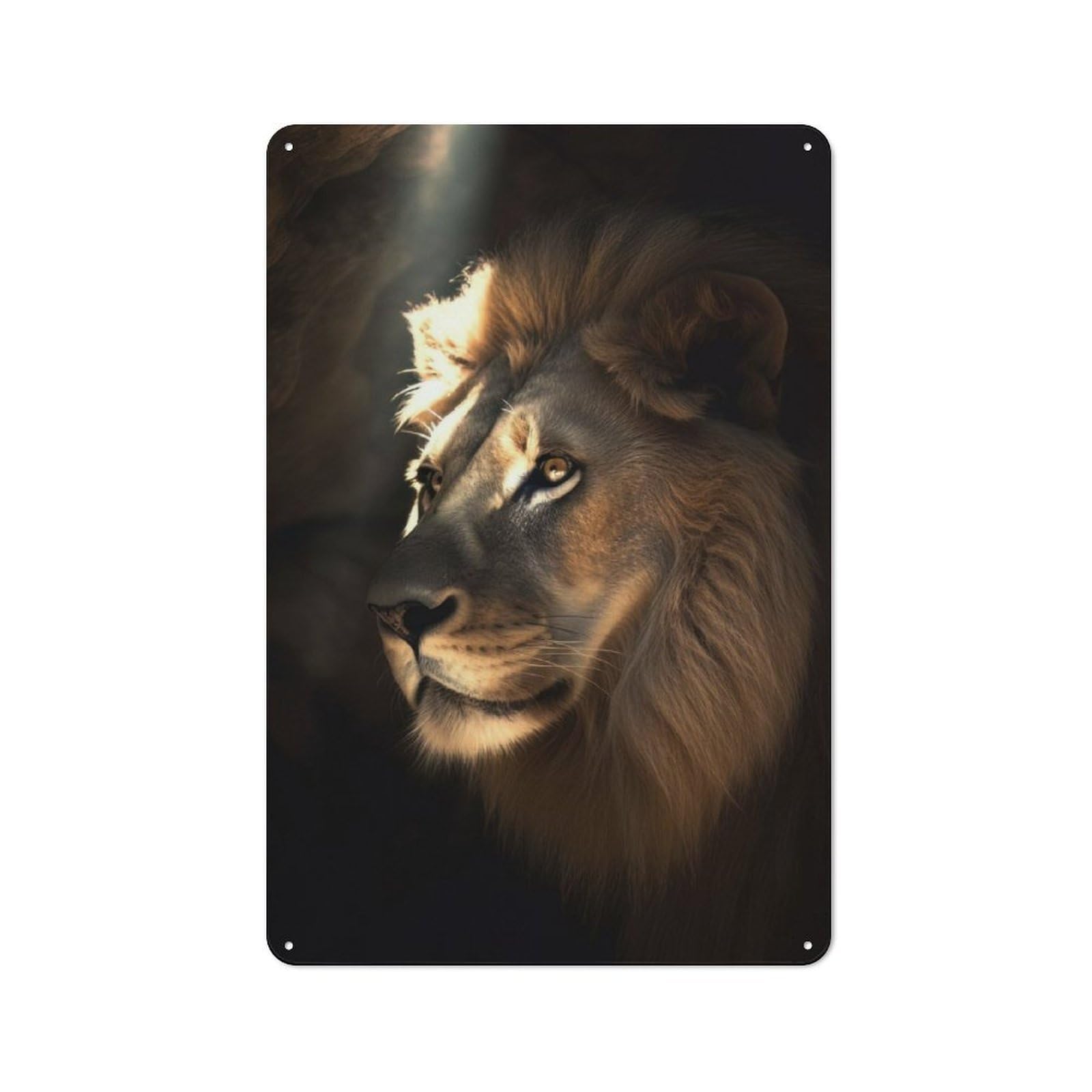 Junmoney Majestic Lion In Dark Cave Tin Sign 30X20cm With For Home Bar Wall, Vintage Decor, Suited To Home Bar Decor Fans