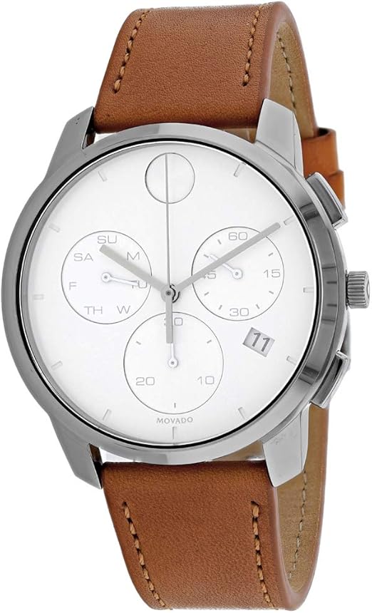 movado bold white leather band