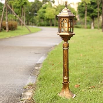 33IN Large Outdoor Post Light Pole Lights Outdoor Floor Lamp Vintage for Lawn Clear Glass Shade High Pole Pillar Lantern Street Lighting Post Pathway Pedestal E27 Floor Lamps
