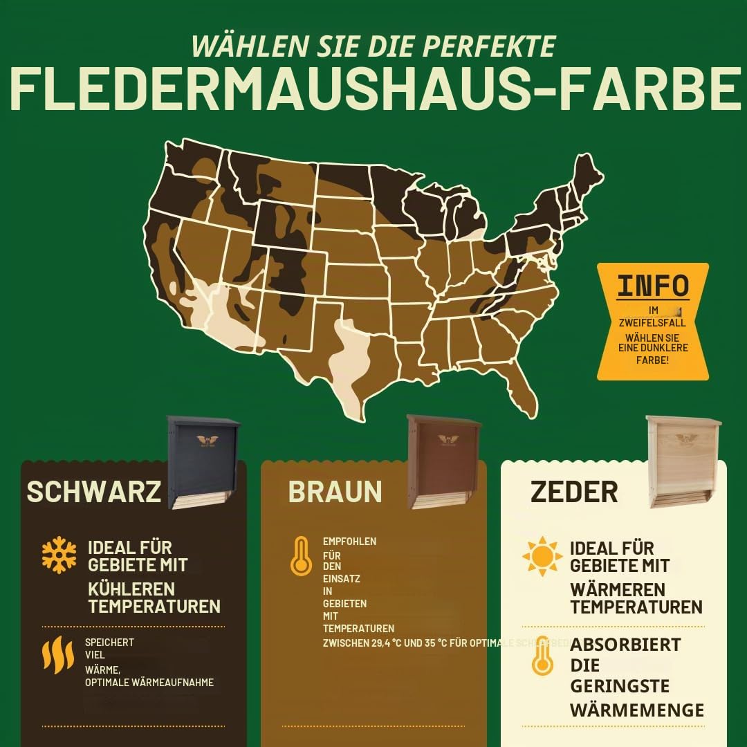 WildYard Fledermauskasten-Kit Groß - 2 Kammern, Zedernholz, bis 75