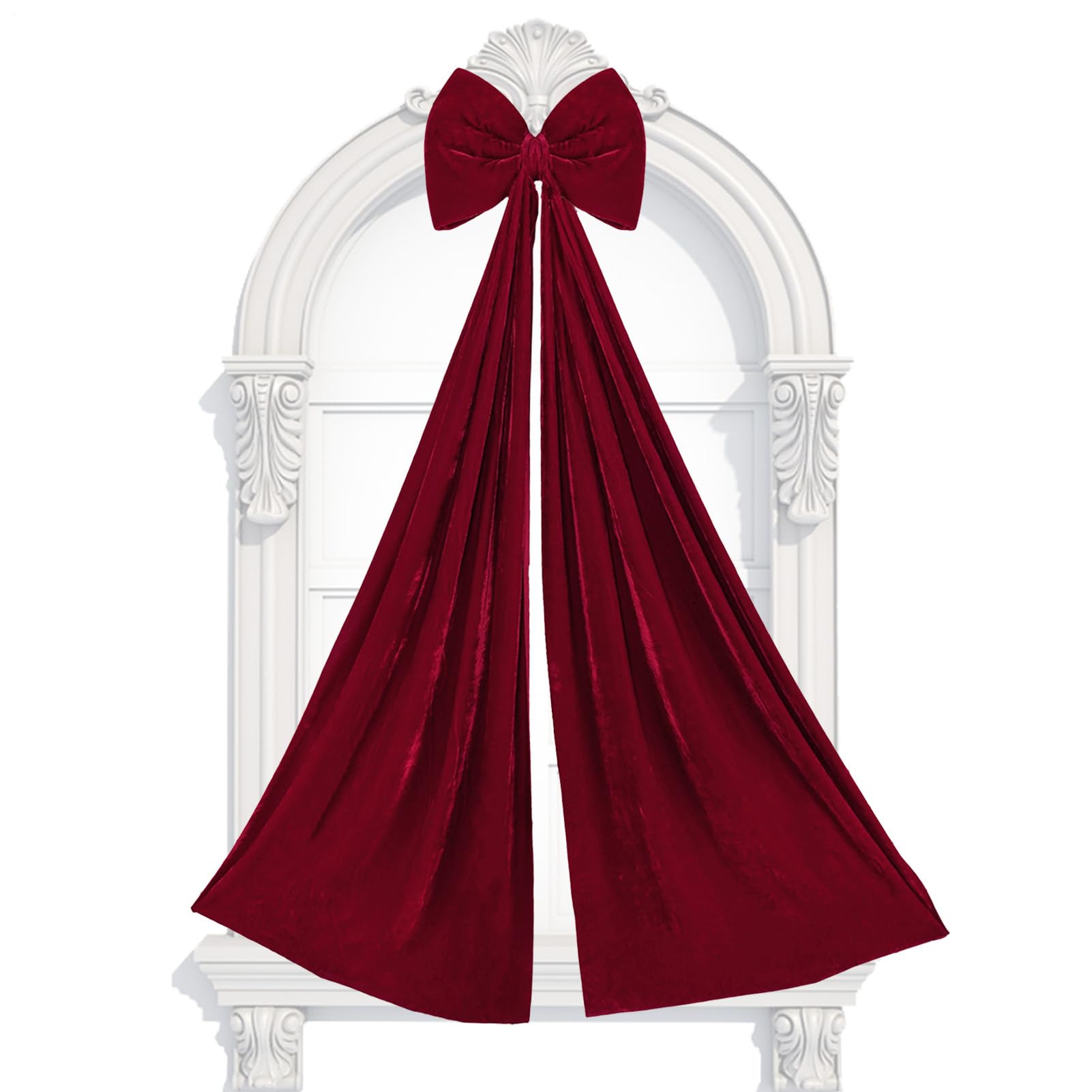 Weihnachtsbaum Spitzenschleife 177,8x39,9 cm Samt Weihnachtsdekoration | Große Rote Schleifen Für Den Weihnachtsbaum Für Innen- Und Außenbereich, Haus, Auto, Wand, Raum, Fenster, Party Und Hochzei