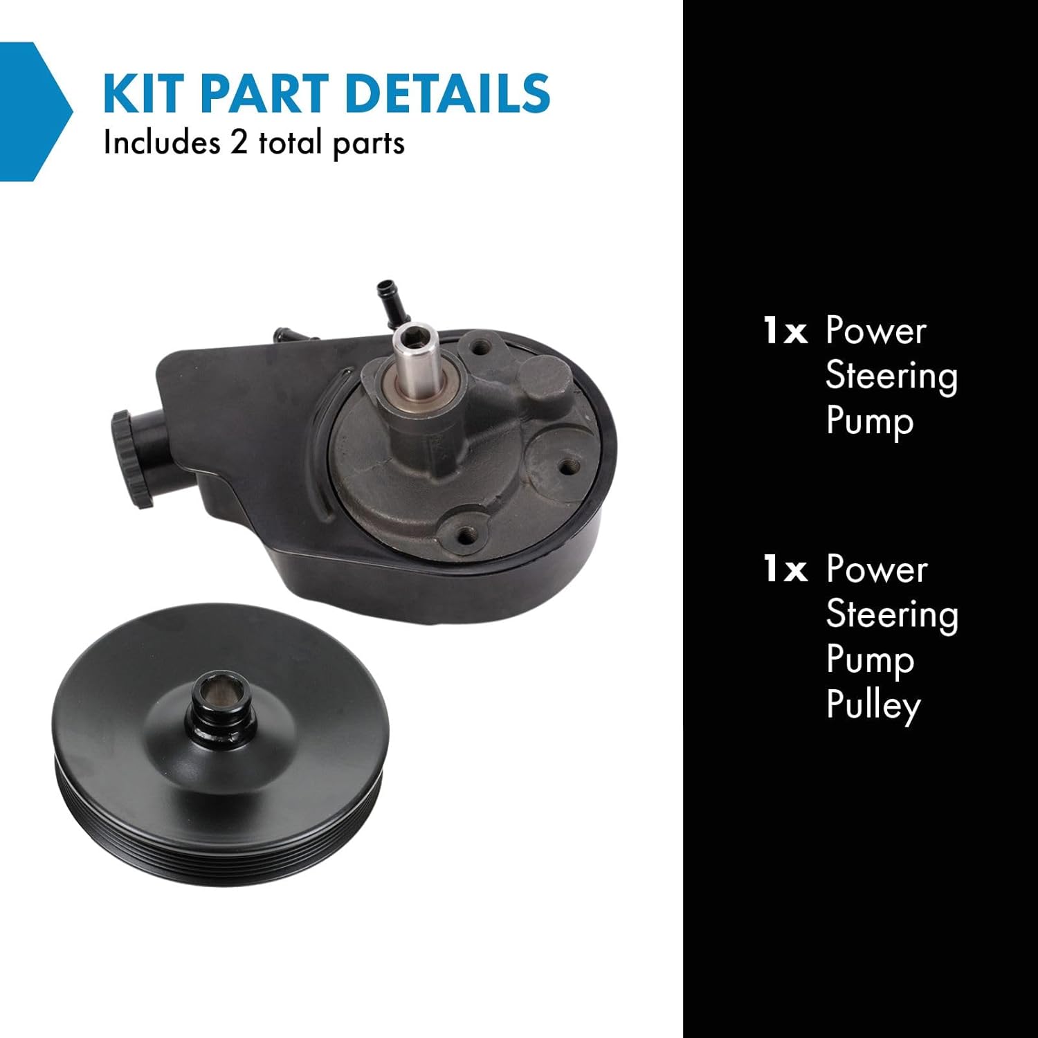 TRQ Steering Kit Power Steering Pump Power Steering Pump Pulley Compatible with 02 Cadillac 96-13 Chevrolet GMC 03-07 Hummer