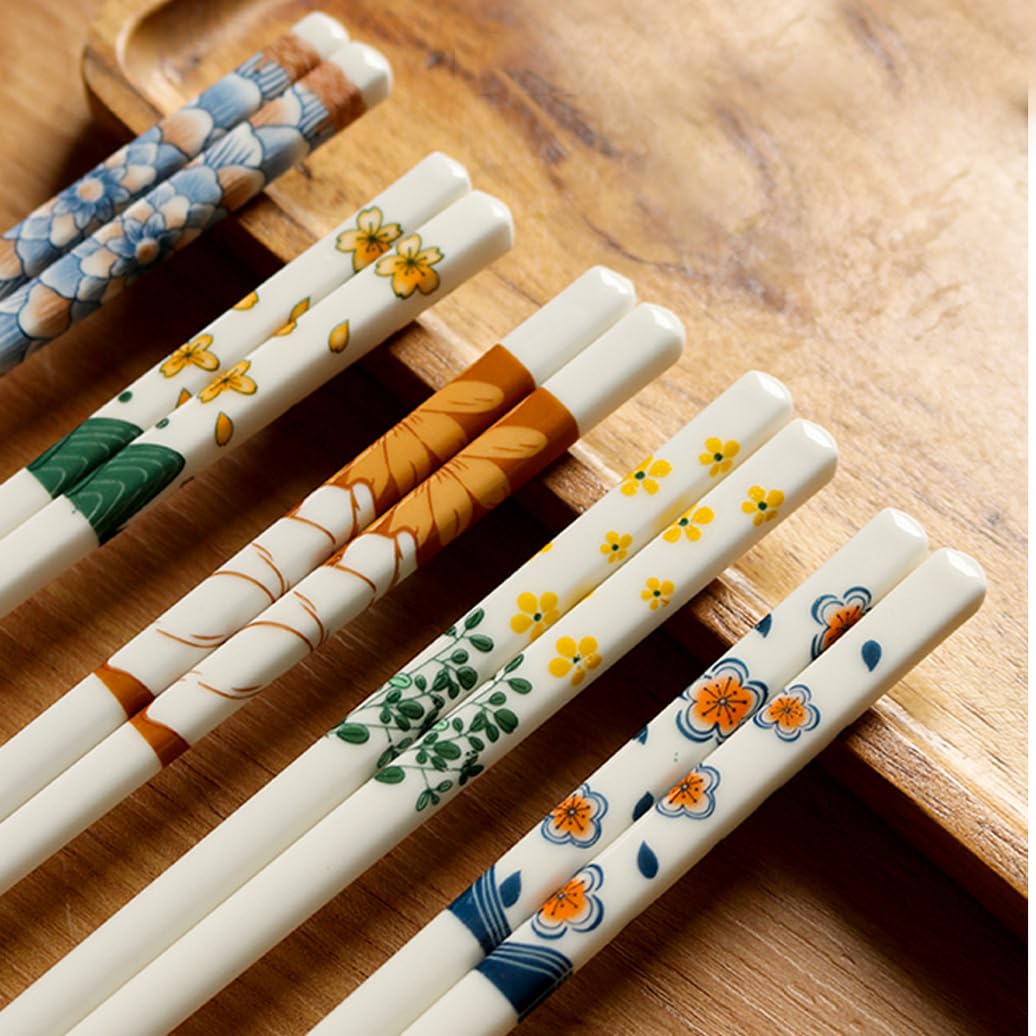 Copchette en Porcelaine Cadeau de Fleur, Baguettes Chinoises en os de la Chine, Baguettes Premium réutilisables, Lave-Vaisselle à Haute résistance à la température E