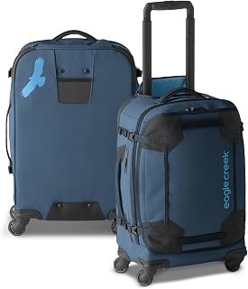 Gear Warrior XE 4-Wheel Carry-On Luggage for Travel Essentials - Smooth Rolling Wheels - Lockable Zippers - Interior Laptop Sleeve - Blue - 21.74”