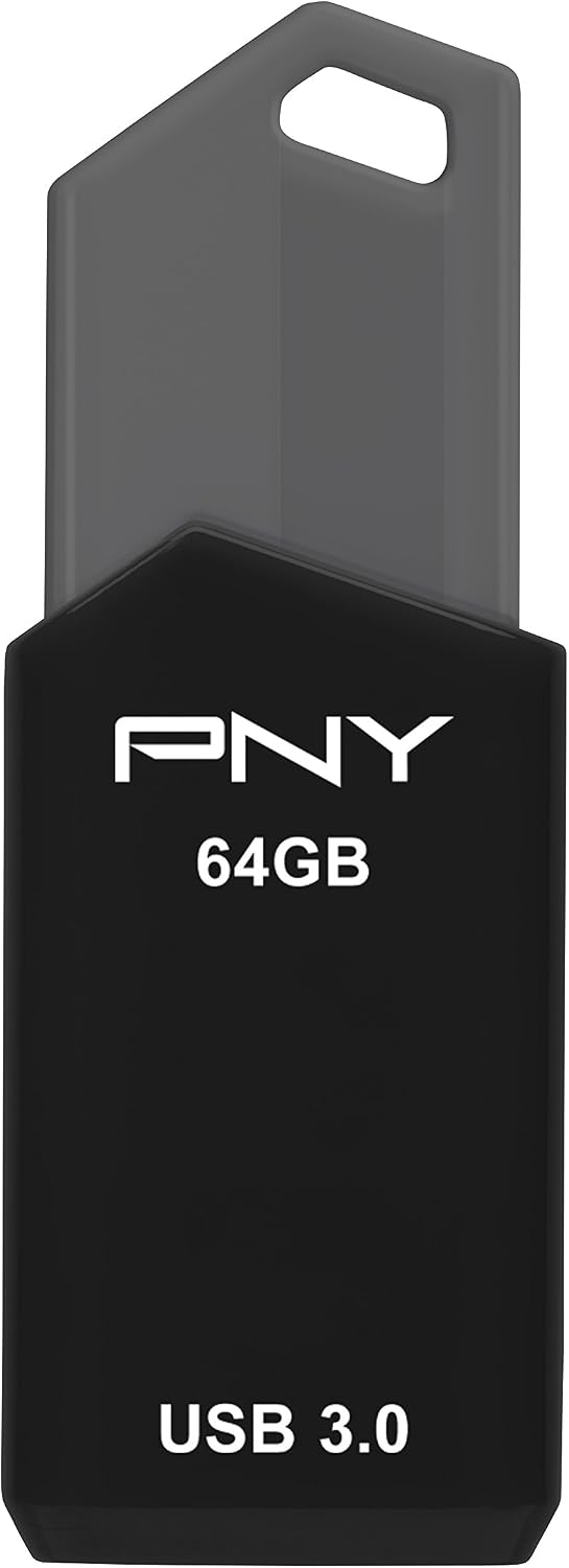 PNY Retract USB 3.0 Flash Drive, 64GB, black (P-FD64GTRTC-GE)