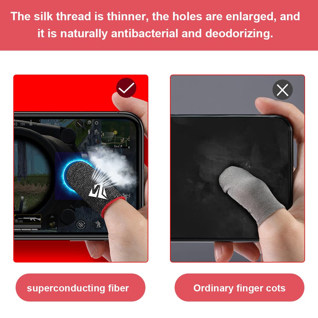 4 PCS Pack Mobile Game Finger Sleeve Traspirante con Traspirante CopriditoTouch Screen Thumb Sleeve da Gioco Professionale con Antiscivolo e Resistente al Sudore Alta Sensibilità per Giochi