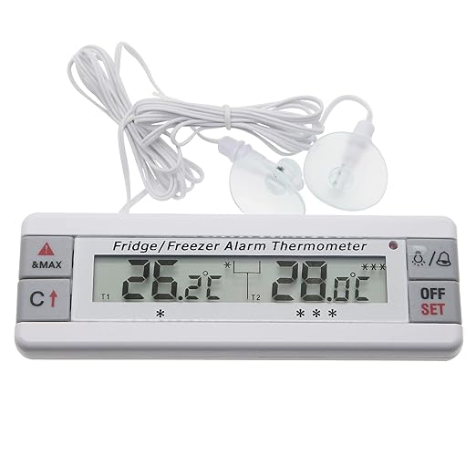 Refrigerator/Freezer Alarm Thermometer 2 Channel Fridge